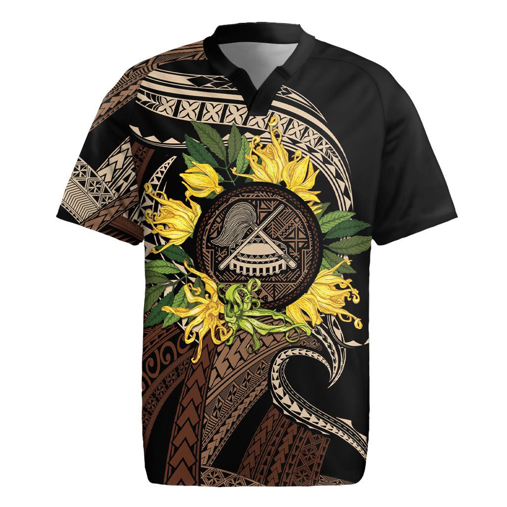 Samoa Moso'oi Flowers Tatau Rugby Jersey Festive Tapa Brown LT7 Brown - Polynesian Pride