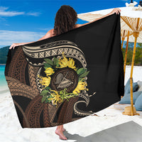 Samoa Moso'oi Flowers Tatau Sarong Festive Tapa Brown LT7 One Size 44 x 66 inches Brown - Polynesian Pride