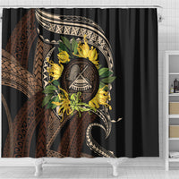 Samoa Moso'oi Flowers Tatau Shower Curtain Festive Tapa Brown LT7 - Polynesian Pride