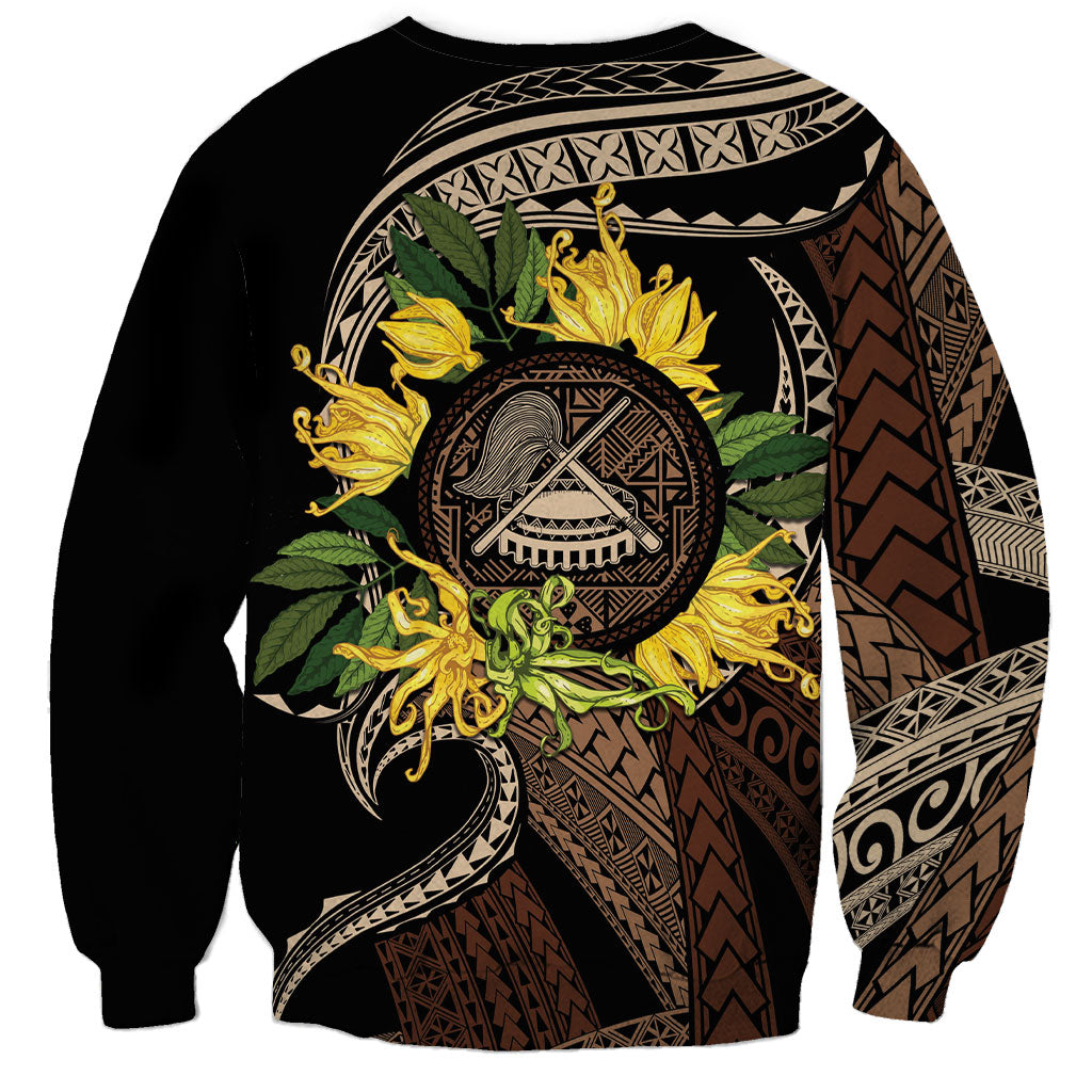 Samoa Moso'oi Flowers Tatau Sweatshirt Festive Tapa Brown LT7 - Polynesian Pride