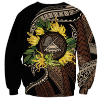 Samoa Moso'oi Flowers Tatau Sweatshirt Festive Tapa Brown LT7 - Polynesian Pride