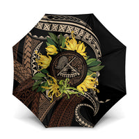 Samoa Moso'oi Flowers Tatau Umbrella Festive Tapa Brown LT7 One Size Folded 11.42 inch Opened Diameter 37.4 inch Brown - Polynesian Pride