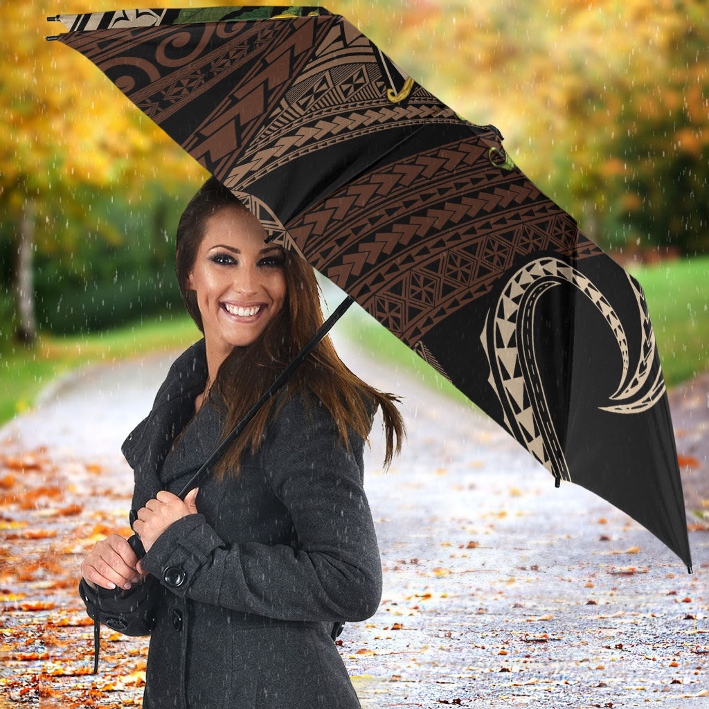 Samoa Moso'oi Flowers Tatau Umbrella Festive Tapa Brown LT7 - Polynesian Pride