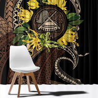 Samoa Moso'oi Flowers Tatau Window Curtain Festive Tapa Brown LT7 - Polynesian Pride