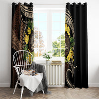 Samoa Moso'oi Flowers Tatau Window Curtain Festive Tapa Brown LT7 - Polynesian Pride