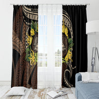 Samoa Moso'oi Flowers Tatau Window Curtain Festive Tapa Brown LT7 - Polynesian Pride