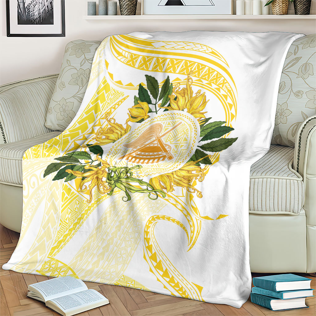 Samoa Moso'oi Flowers Tatau Blanket Festive Golden White LT7 - Polynesian Pride