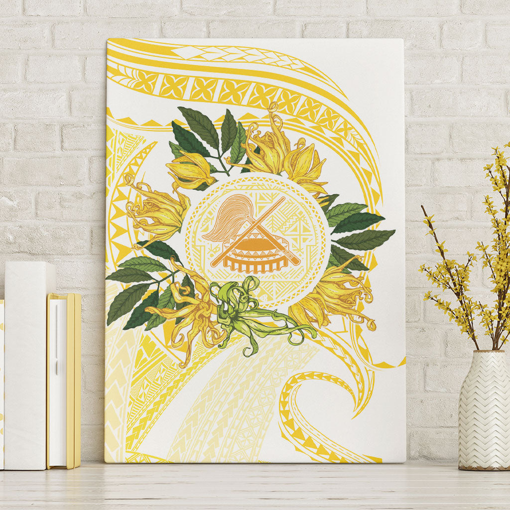 Samoa Moso'oi Flowers Tatau Canvas Wall Art Festive Golden White LT7 Without Frame Gold - Polynesian Pride