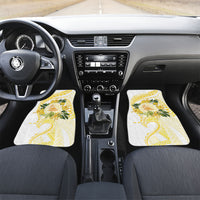 Samoa Moso'oi Flowers Tatau Car Mats Festive Golden White LT7 Set 2pcs - Front Gold - Polynesian Pride