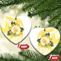 Samoa Moso'oi Flowers Tatau Ceramic Ornament Festive Golden White LT7 Heart Gold - Polynesian Pride