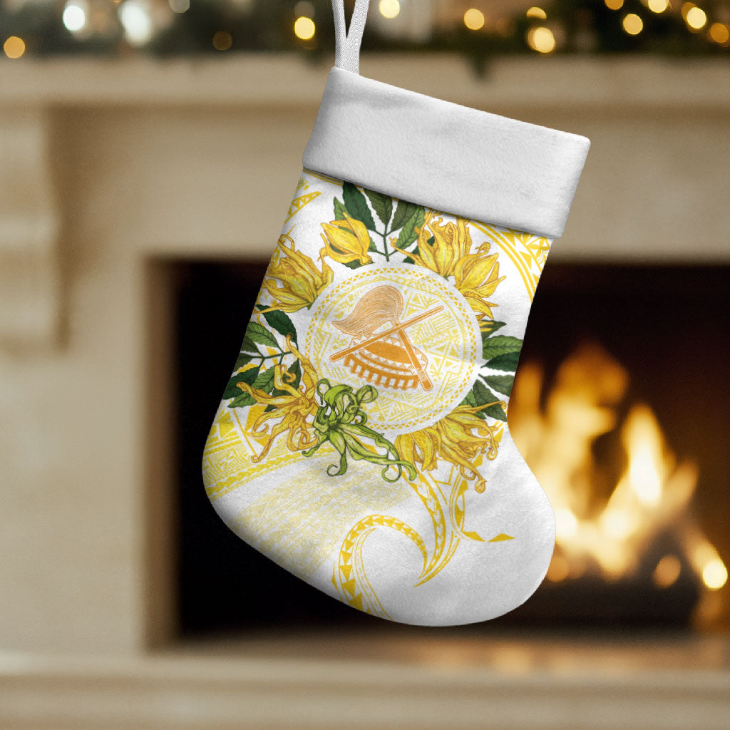 Samoa Moso'oi Flowers Tatau Christmas Stocking Festive Golden White LT7 Set of 2 Gold - Polynesian Pride