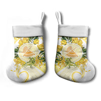 Samoa Moso'oi Flowers Tatau Christmas Stocking Festive Golden White LT7 - Polynesian Pride