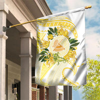 Samoa Moso'oi Flowers Tatau Garden Flag Festive Golden White LT7 House Flag Gold - Polynesian Pride