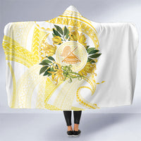 Samoa Moso'oi Flowers Tatau Hooded Blanket Festive Golden White LT7 One Size Gold - Polynesian Pride