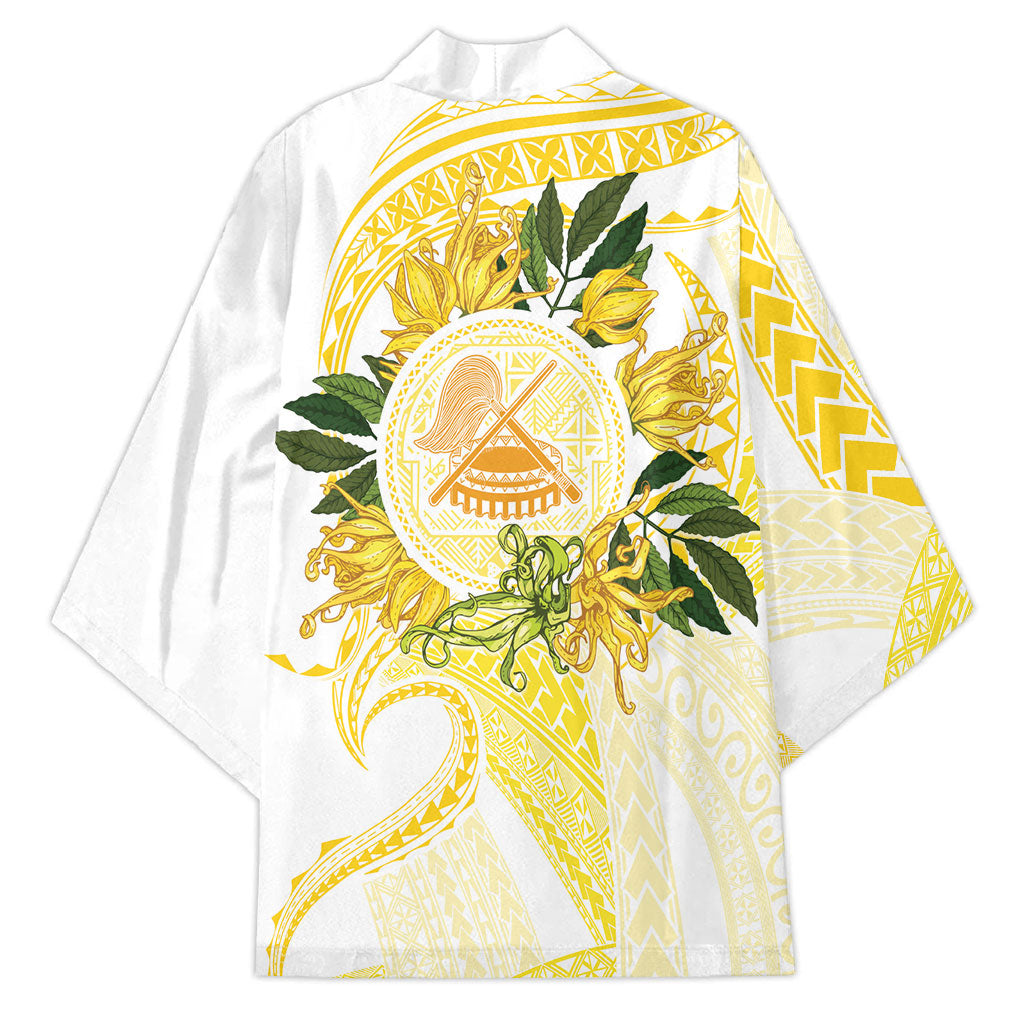 Samoa Moso'oi Flowers Tatau Kimono Festive Golden White LT7 - Polynesian Pride