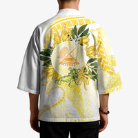 Samoa Moso'oi Flowers Tatau Kimono Festive Golden White LT7 - Polynesian Pride
