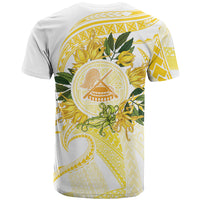 Samoa Moso'oi Flowers Tatau T Shirt Festive Golden White LT7 - Polynesian Pride