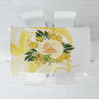 Samoa Moso'oi Flowers Tatau Tablecloth Festive Golden White LT7 Gold - Polynesian Pride