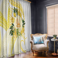 Samoa Moso'oi Flowers Tatau Window Curtain Festive Golden White LT7 - Polynesian Pride