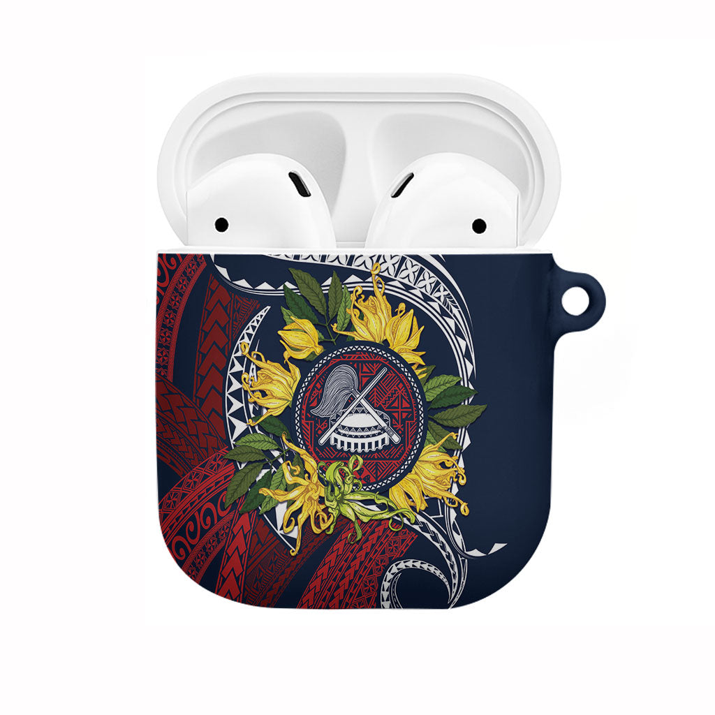 Samoa Moso'oi Flowers Tatau AirPods Case Festive National Color LT7 Blue Red - Polynesian Pride
