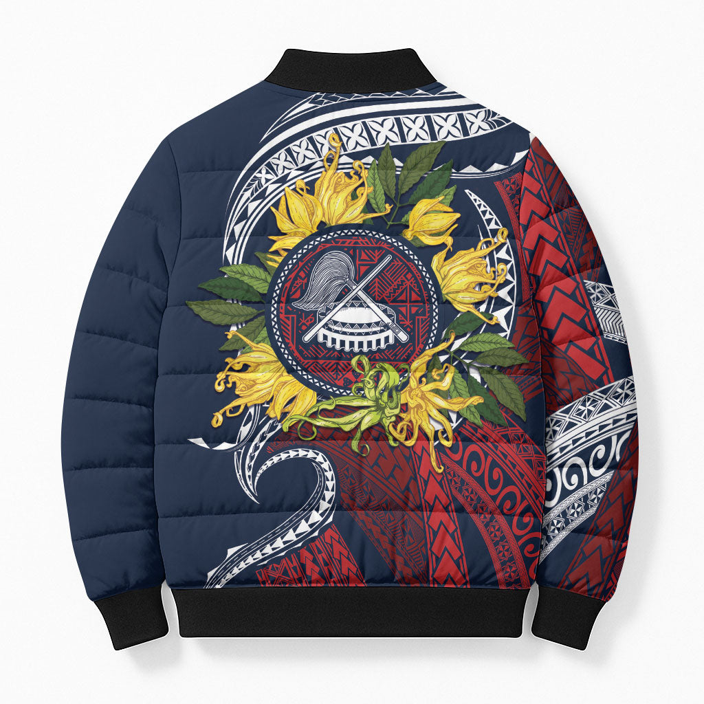 Samoa Moso'oi Flowers Tatau Bomber Puffer Jacket Festive National Color LT7 - Polynesian Pride