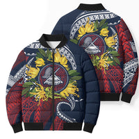 Samoa Moso'oi Flowers Tatau Bomber Puffer Jacket Festive National Color LT7 - Polynesian Pride