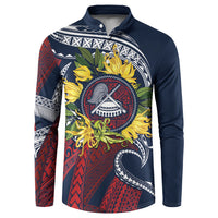 Samoa Moso'oi Flowers Tatau Button Sweatshirt Festive National Color LT7 Blue Red - Polynesian Pride