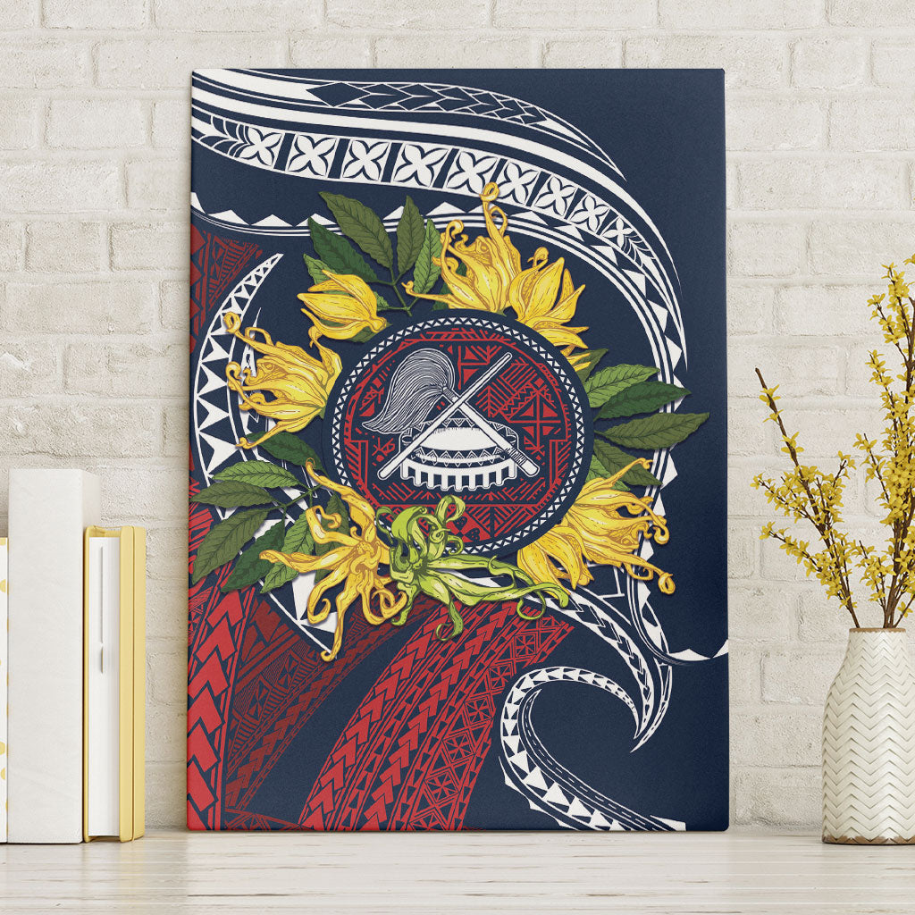 Samoa Moso'oi Flowers Tatau Canvas Wall Art Festive National Color LT7 Without Frame Blue Red - Polynesian Pride