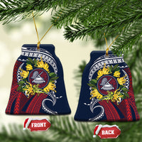 Samoa Moso'oi Flowers Tatau Ceramic Ornament Festive National Color LT7 Bell Flake Blue Red - Polynesian Pride