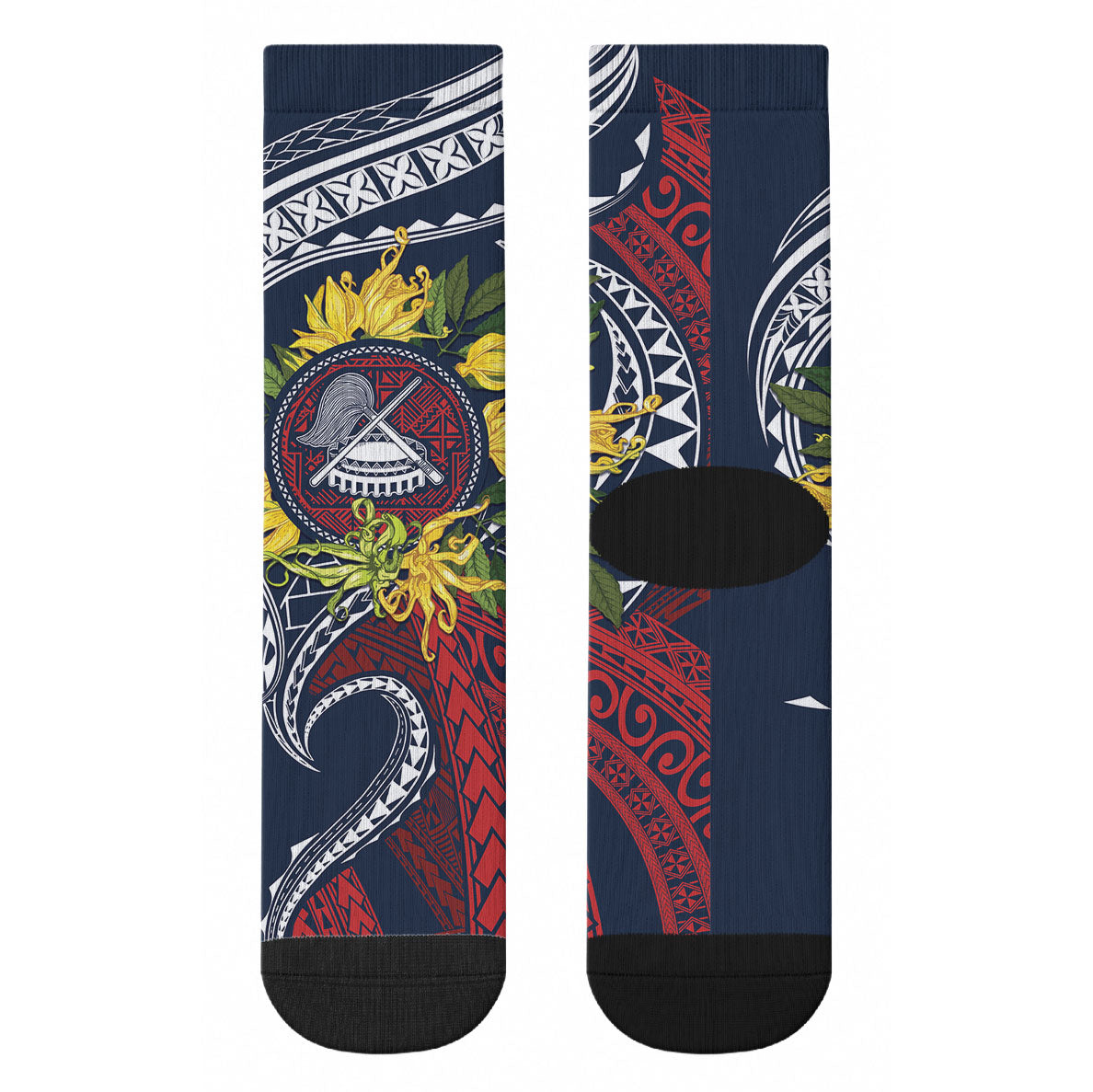 Samoa Moso'oi Flowers Tatau Crew Socks Festive National Color LT7 - Polynesian Pride