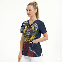 Samoa Moso'oi Flowers Tatau Scrub Top Festive National Color LT7 - Polynesian Pride
