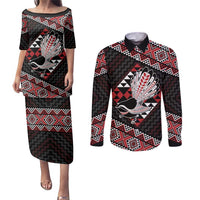 Taniko Aotearoa Couples Matching Puletasi and Long Sleeve Button Shirt Poutama Mix Piwakawaka