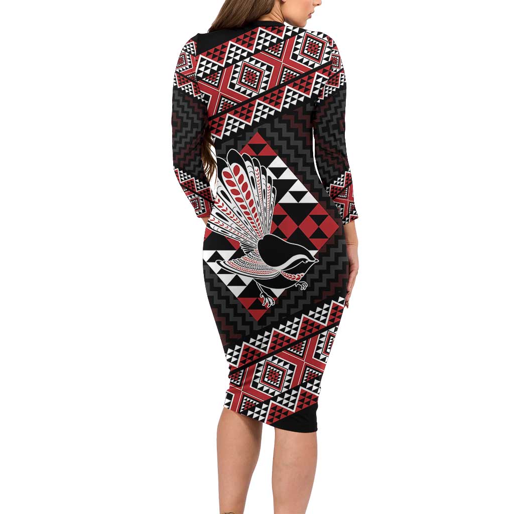 Taniko Aotearoa Family Matching Long Sleeve Bodycon Dress and Hawaiian Shirt Poutama Mix Piwakawaka LT7 - Polynesian Pride