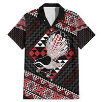 Taniko Aotearoa Family Matching Mermaid Dress and Hawaiian Shirt Poutama Mix Piwakawaka LT7 Dad's Shirt - Short Sleeve Red - Polynesian Pride