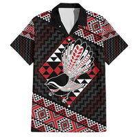 Taniko Aotearoa Family Matching Short Sleeve Bodycon Dress and Hawaiian Shirt Poutama Mix Piwakawaka LT7 Dad's Shirt - Short Sleeve Red - Polynesian Pride