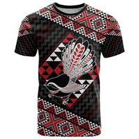 Taniko Aotearoa T Shirt Poutama Mix Piwakawaka LT7 Red - Polynesian Pride