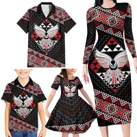 Taniko Aotearoa Family Matching Long Sleeve Bodycon Dress and Hawaiian Shirt Poutama Mix Piwakawaka - Ver02 LT7 - Polynesian Pride