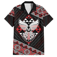 Taniko Aotearoa Family Matching Long Sleeve Bodycon Dress and Hawaiian Shirt Poutama Mix Piwakawaka - Ver02 LT7 Dad's Shirt - Short Sleeve Red - Polynesian Pride