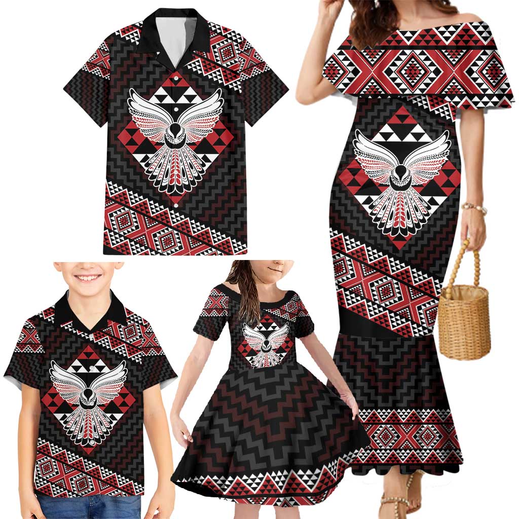 Taniko Aotearoa Family Matching Mermaid Dress and Hawaiian Shirt Poutama Mix Piwakawaka - Ver02 LT7 - Polynesian Pride