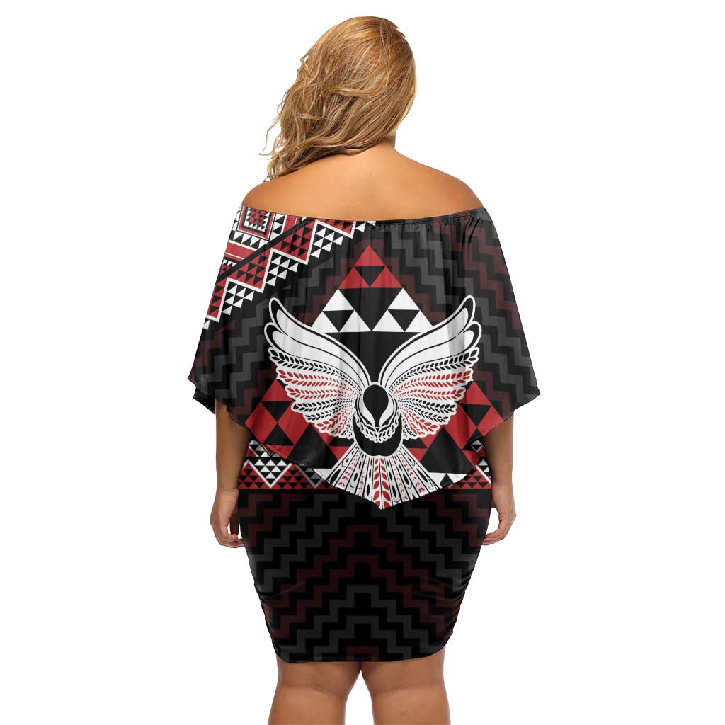 Taniko Aotearoa Family Matching Off Shoulder Short Dress and Hawaiian Shirt Poutama Mix Piwakawaka - Ver02 LT7 - Polynesian Pride