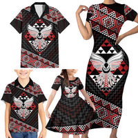Taniko Aotearoa Family Matching Short Sleeve Bodycon Dress and Hawaiian Shirt Poutama Mix Piwakawaka - Ver02 LT7 - Polynesian Pride
