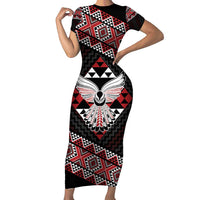 Taniko Aotearoa Family Matching Short Sleeve Bodycon Dress and Hawaiian Shirt Poutama Mix Piwakawaka - Ver02 LT7 Mom's Dress Red - Polynesian Pride