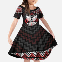 Taniko Aotearoa Family Matching Summer Maxi Dress and Hawaiian Shirt Poutama Mix Piwakawaka - Ver02 LT7 Daughter's Dress Red - Polynesian Pride