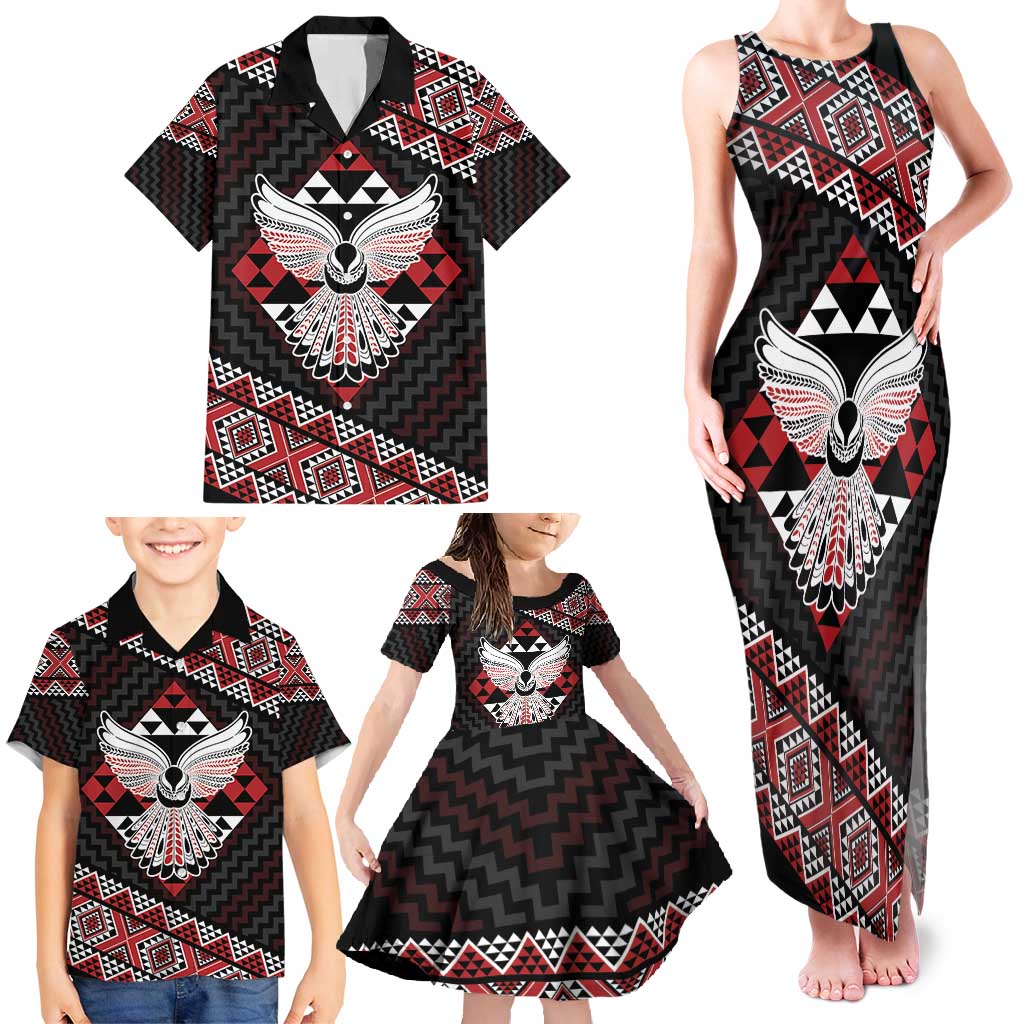 Taniko Aotearoa Family Matching Tank Maxi Dress and Hawaiian Shirt Poutama Mix Piwakawaka - Ver02 LT7 - Polynesian Pride