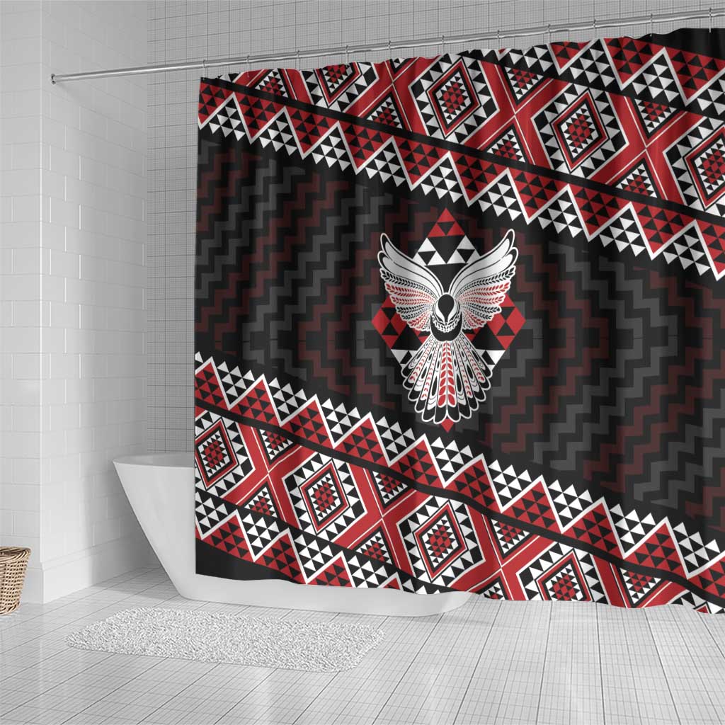 Taniko Aotearoa Shower Curtain Poutama Mix Piwakawaka - Ver02