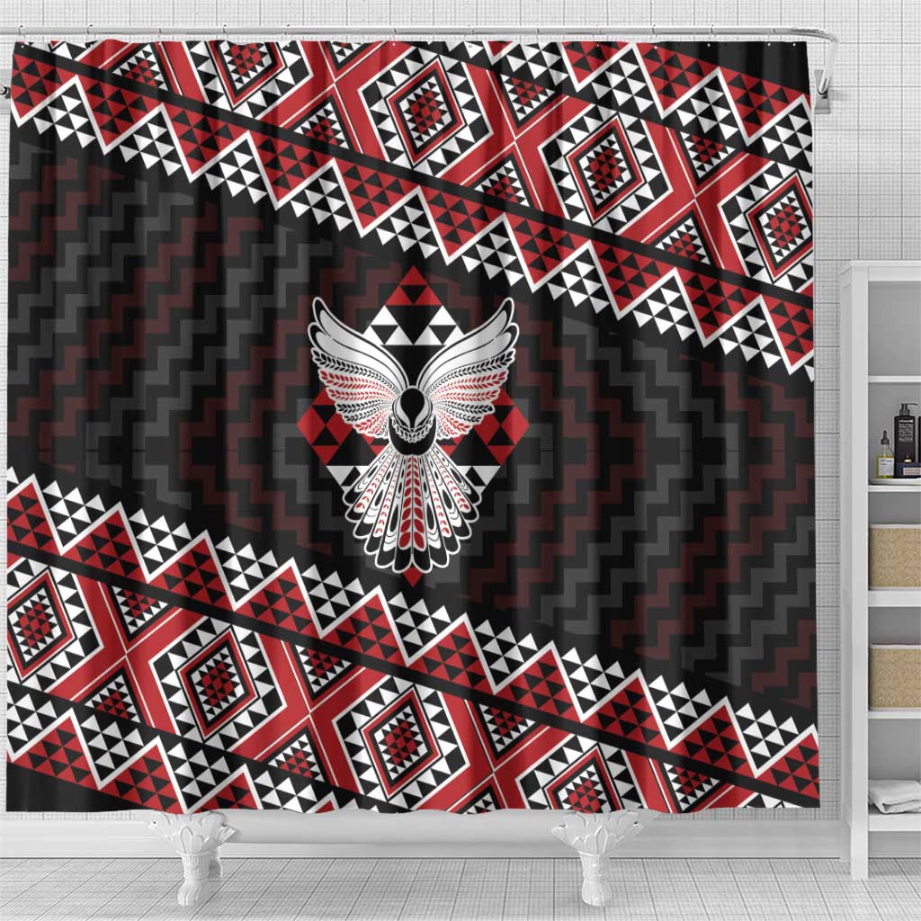 Taniko Aotearoa Shower Curtain Poutama Mix Piwakawaka - Ver02