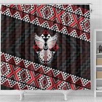 Taniko Aotearoa Shower Curtain Poutama Mix Piwakawaka - Ver02