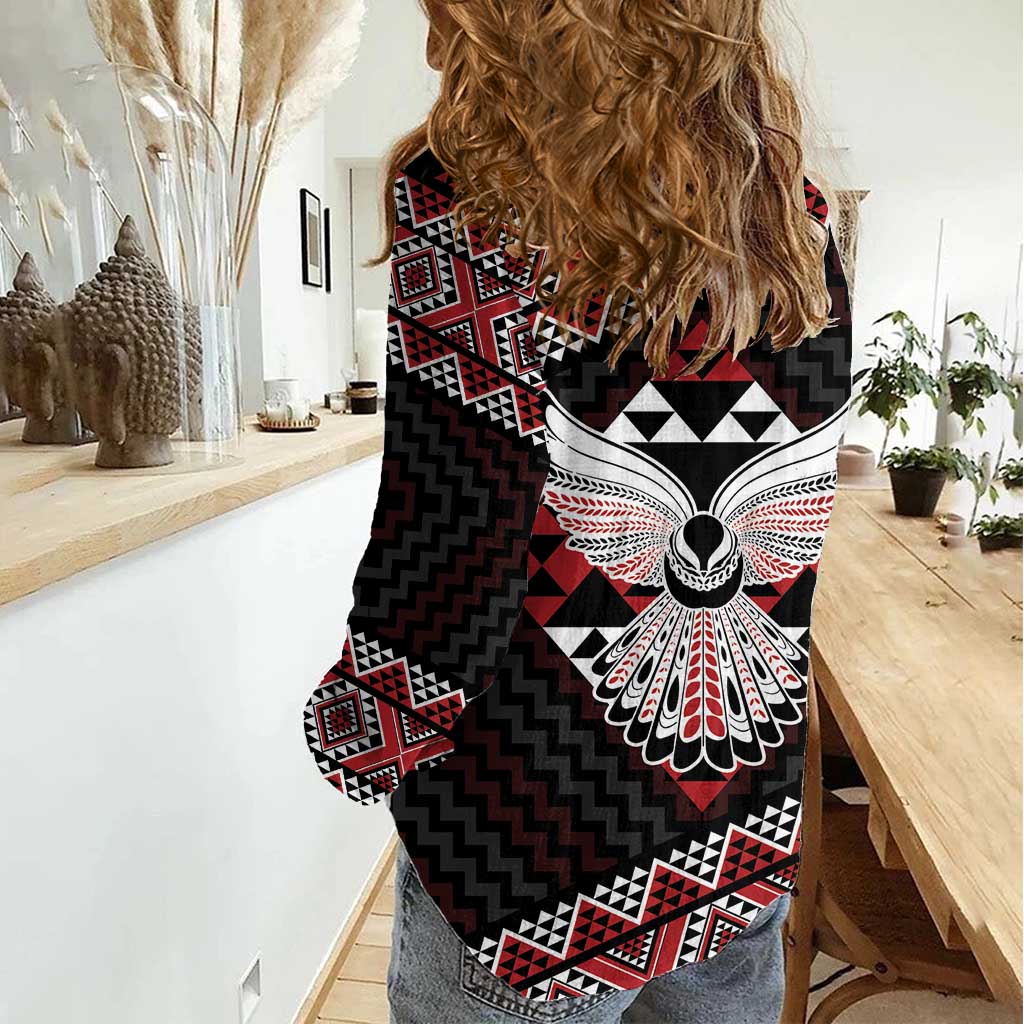 Taniko Aotearoa Women Casual Shirt Poutama Mix Piwakawaka - Ver02 LT7 - Polynesian Pride