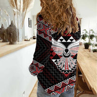 Taniko Aotearoa Women Casual Shirt Poutama Mix Piwakawaka - Ver02 LT7 - Polynesian Pride