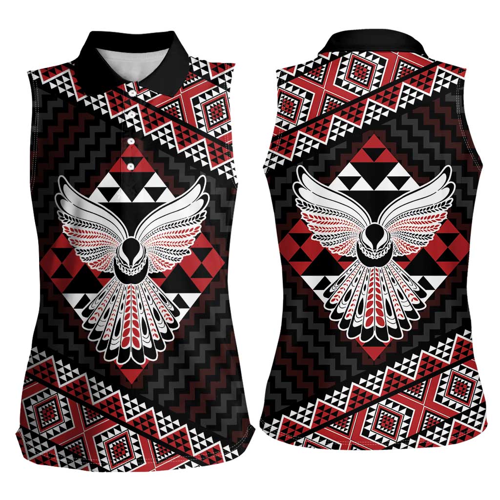 Taniko Aotearoa Women Sleeveless Polo Shirt Poutama Mix Piwakawaka - Ver02 LT7 - Polynesian Pride